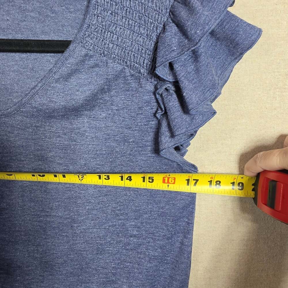 Dokotoo Shirt Womens Size Small Blue Ruffle Short Sleeve Knit Tunic - Picture 3 of 8